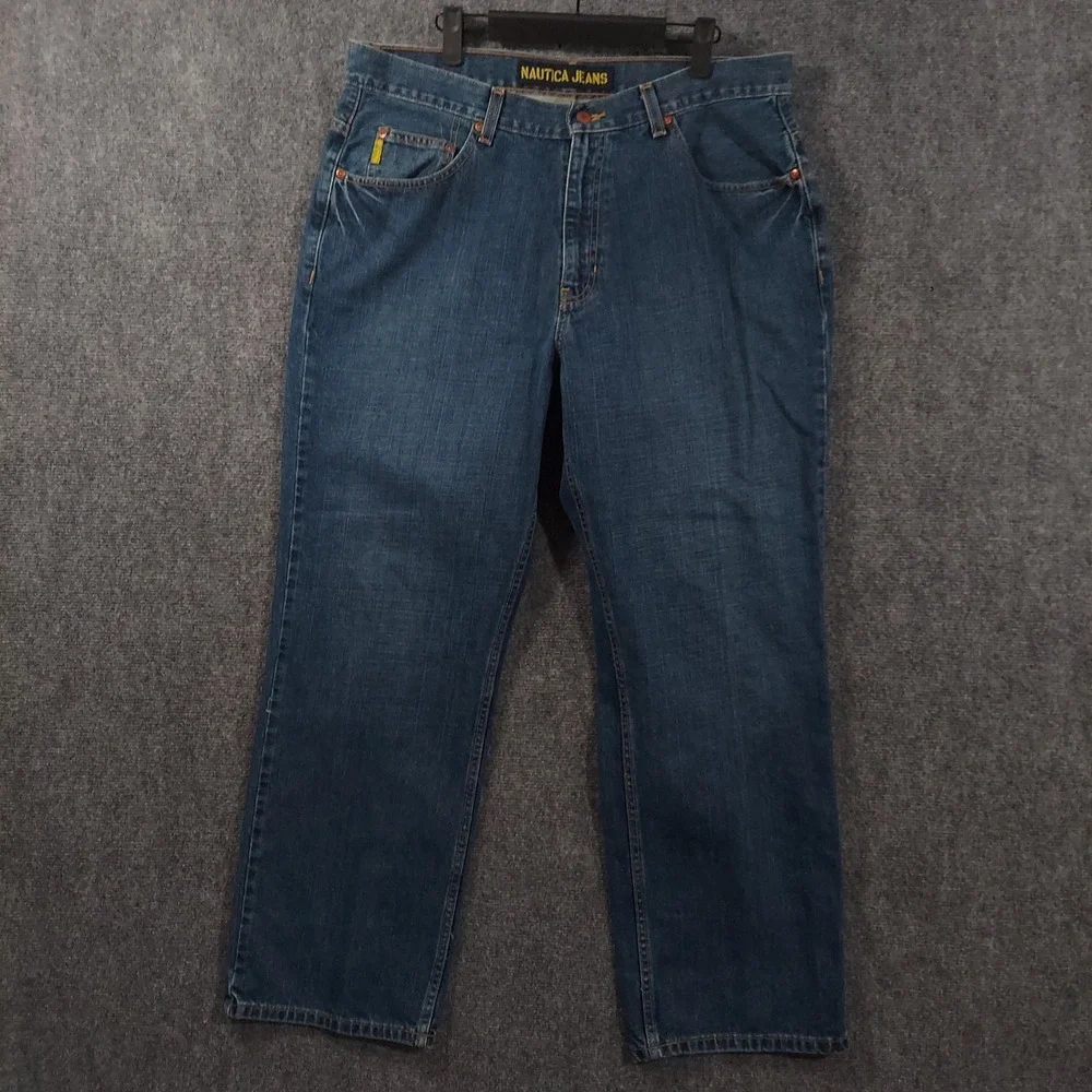 Nautica‎ Jeans Mens 36x30 Blue Medium Wash Regular Straight Denim Pants Casual